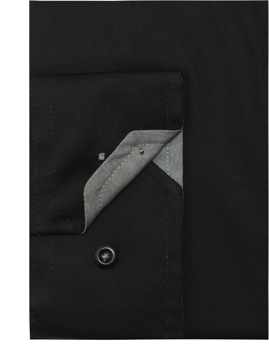 HUBER Hemd mit Button-down-Kragen schwarz-grau Regular HU-0440