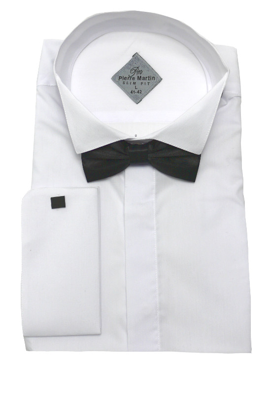 Smoking Hemd weiß mit Fliege Slim Fit von Pierre Martin