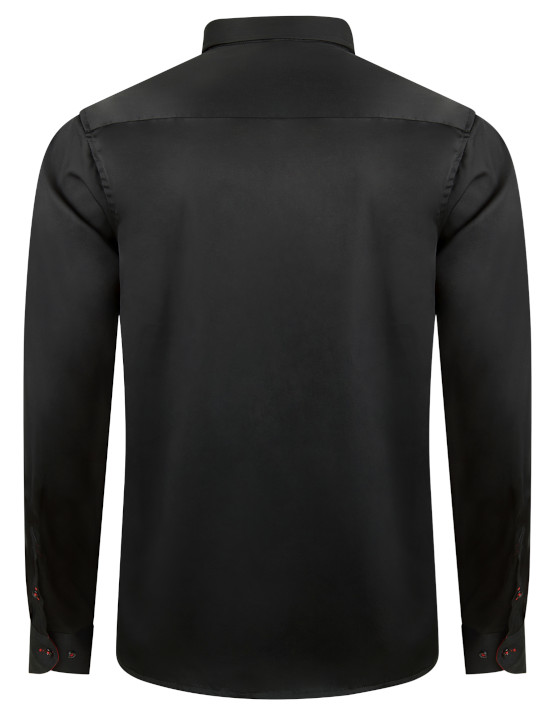 HUBER Hemd mit Button-down-Kragen schwarz-rot Regular Fit HU-0098