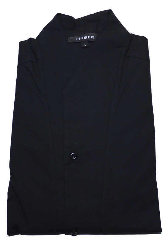 Slim Fit Stehkragenhemd von HUBER schwarz Baumwolle-Stretch