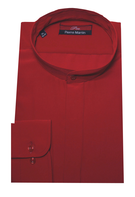 Stehkragen Hemd rot verdeckte Leiste DP-0021 Regular Fit