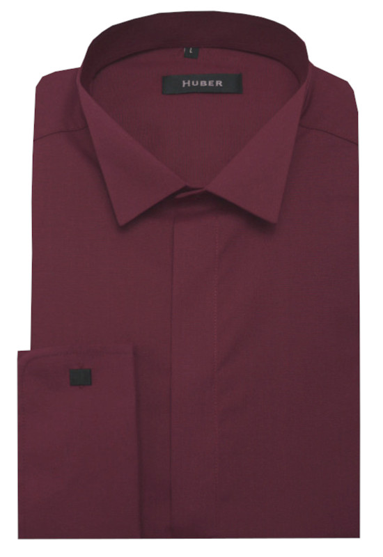 HUBER Smoking Hemd weinrot Kläppchen-Kragen Regular Fit HU-0026