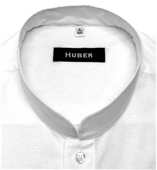 HUBER Mao Mandarin Stehkragen Hemd weiß Regular Fit HU-0071 Made in Europa