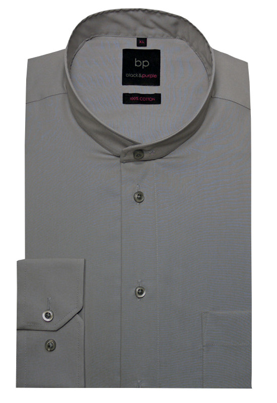 Stehkragen Hemd grau bügelleicht BP-0007 Regular Fit
