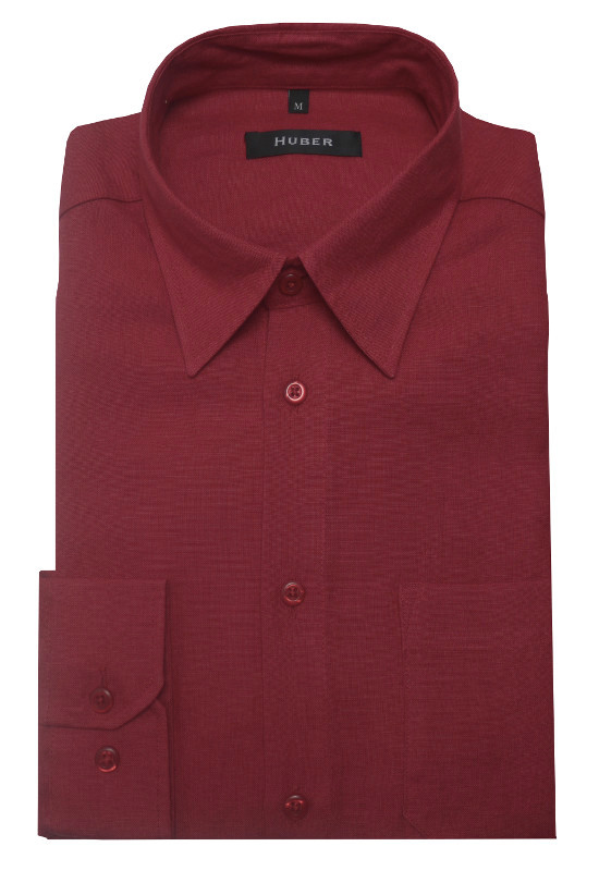 HUBER Hemd rot weinrot 100% Leinen nachhaltig HU-0065 Regular