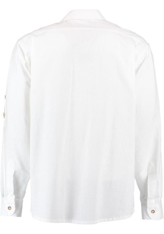 Trachtenhemd weiß mit Stickerei und Krempelarm Regular Fit TH-0250