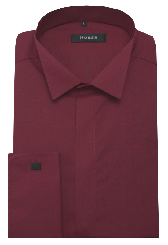 HUBER Smoking Hemd weinrot Kläppchen-Kragen Regular Fit HU-0026