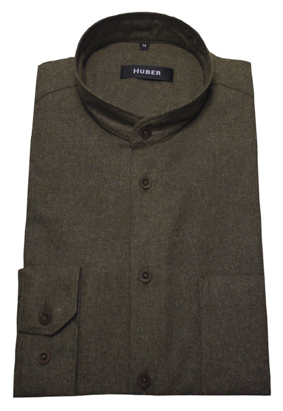 HUBER Thermo-Flanell Hemd mit Stehkragen braun HU-0099 Regular