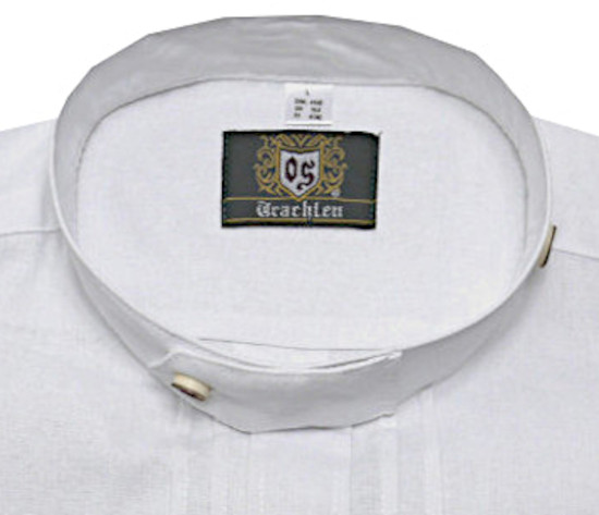 Orbis Trachtenhemd weiß  mit Stehkragen und Biesen TH-0005 Comfort Fit