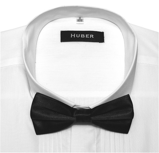 HUBER Smoking Hemd weiß mit Plissee inkl. Fliege u. Mansch.knopf HU-1171 Regular