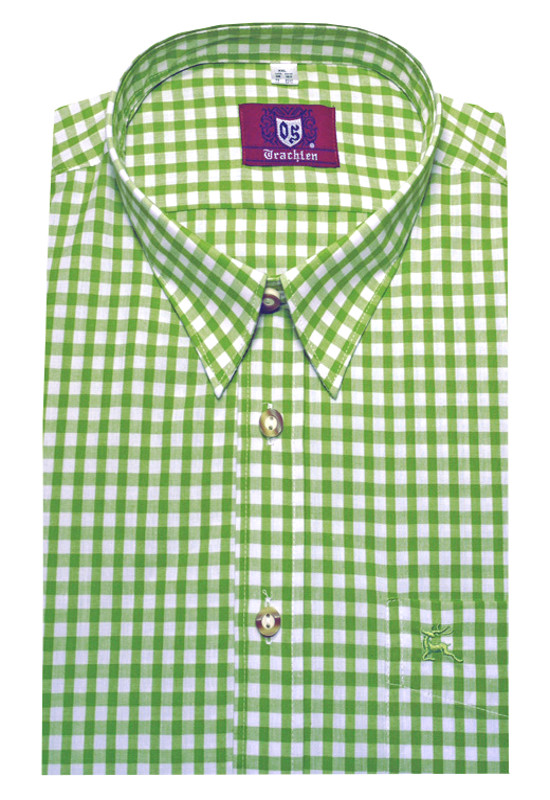 Orbis Trachten Hemd hellgrün kariert Krempelarm OS-0069 Regular Fit