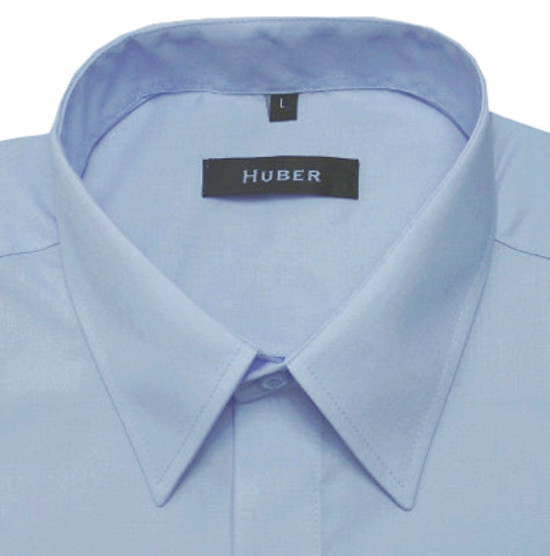 HUBER Umschlag-Manschetten Hemd blau hellblau HU-0018 Regular