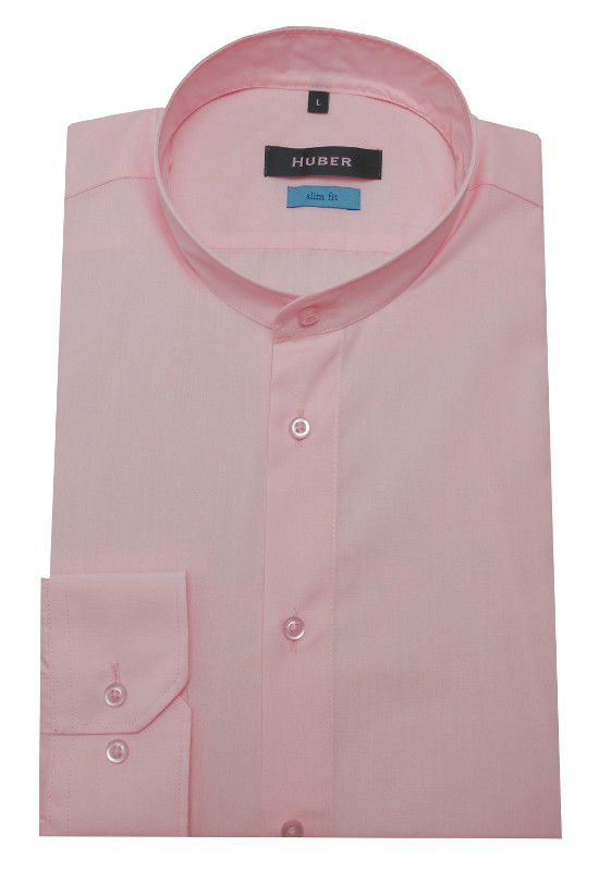 HUBER Stehkragen Hemd rosa HU-0383 Slim Fit