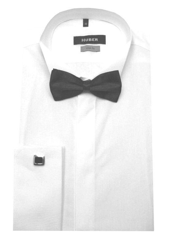 HUBER Smokinghemd weiß inkl.Fliege schwarz und Mansch.Knopf Slim Fit HU-1351