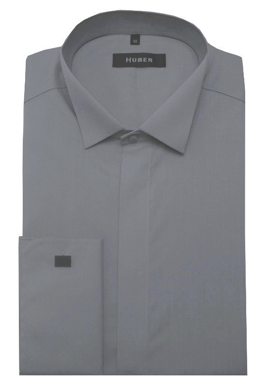 HUBER Smoking Hemd grau Kläppchen-Kragen Regular Fit HU-0024