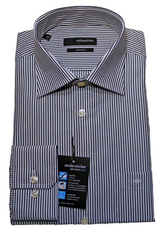 Seidensticker Hemd grau weiß gestreift bügelfrei SP-0052 Modern Fit