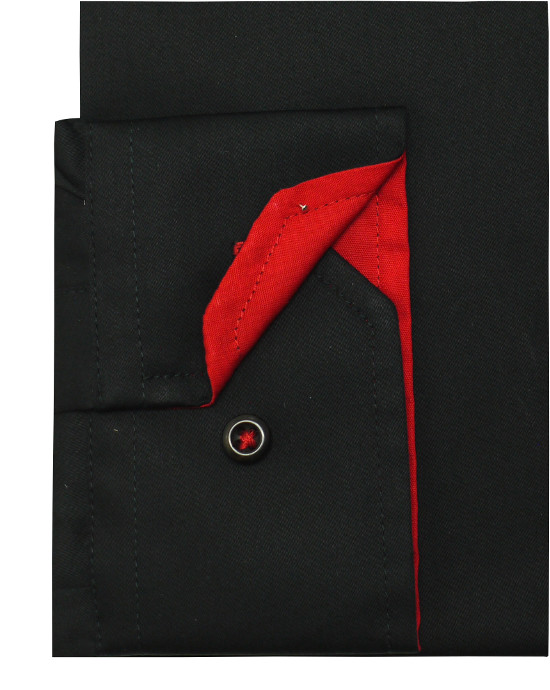 HUBER Hemd mit Button-down-Kragen schwarz-rot Regular Fit HU-0098