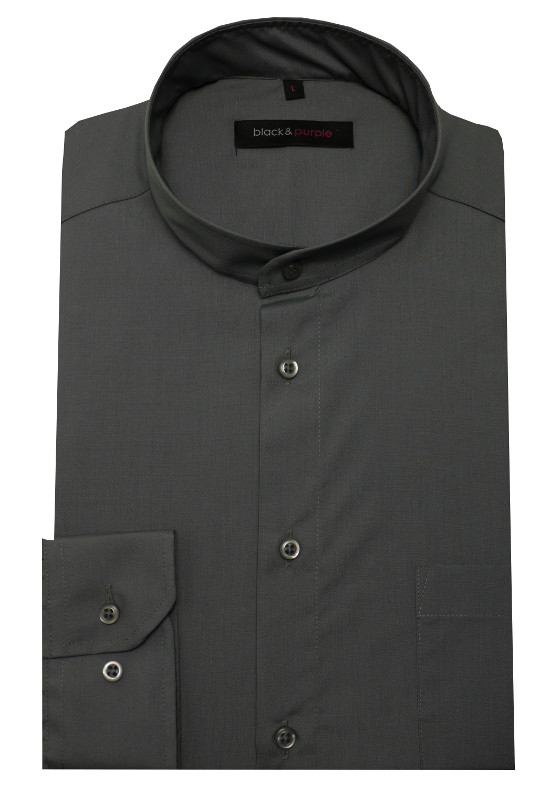 Stehkragen Hemd anthrazit grau bügelleicht BP-0037 Regular Fit