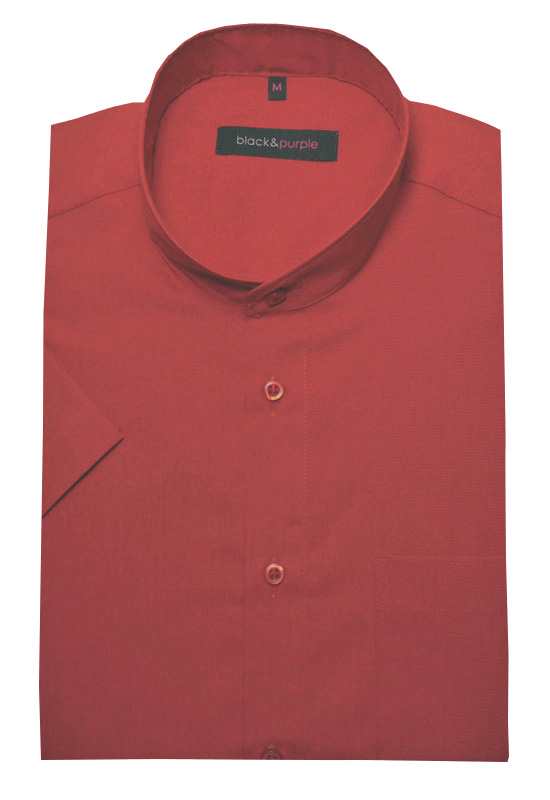 Stehkragen Hemd rot Kurzarm bügelleicht BP-0063 Regular Fit