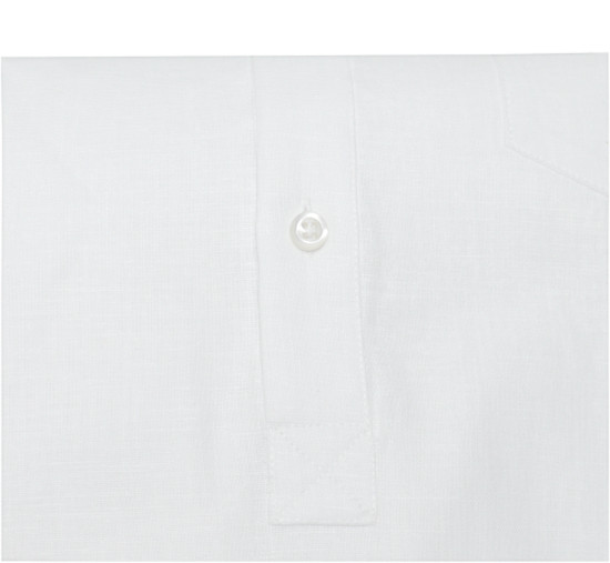 HUBER Schlupf-Hemd Stehkragen weiß und schwarz 100% Leinen HU-0501 Regular Fit