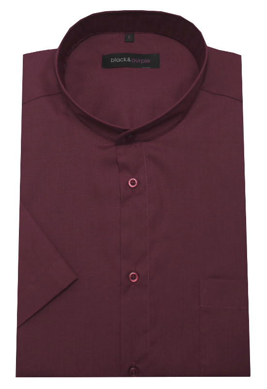 Stehkragen Hemd weinrot Kurzarm bügelleicht BP-0066 Regular Fit
