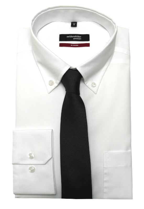 Seidensticker Hemd weiß Button-Down Kagen +Krawatte SP-2090 Modern Fit