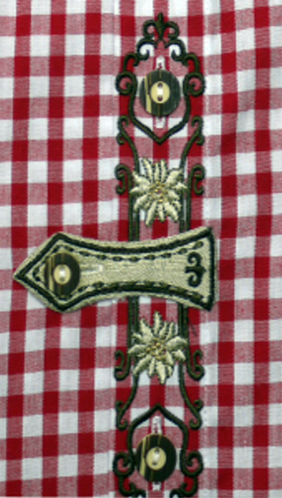 Orbis Trachtenhemd rot kariert mit Stickerei Krempelarm OS-0252 Regular Fit