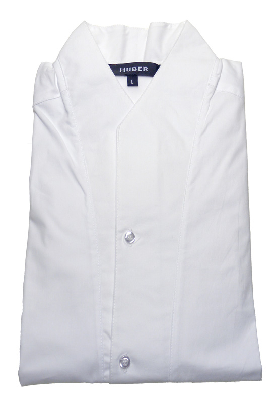 Slim Fit Stehkragenhemd von HUBER weiß Baumwolle-Stretch