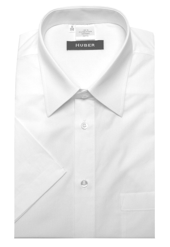 HUBER Hemd Kurzarm weiß nachhaltige Bio-Baumwolle HU-0150 Regular