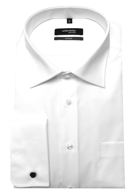 Seidensticker Umschlag-Manschetten Hemd weiß inkl. Krawatte u. Mansch.knopf SP-2080 Regular Fit