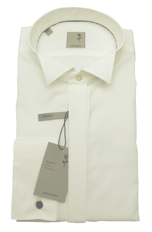 Tailored Fit  Smokinghemd von Seidensticker Schwarze Rose verdeckte Knopfleiste champagner