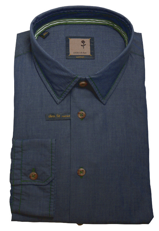 Tailored Fit Hemd von Seidensticker Schwarze Rose jeans-blau bügelfrei