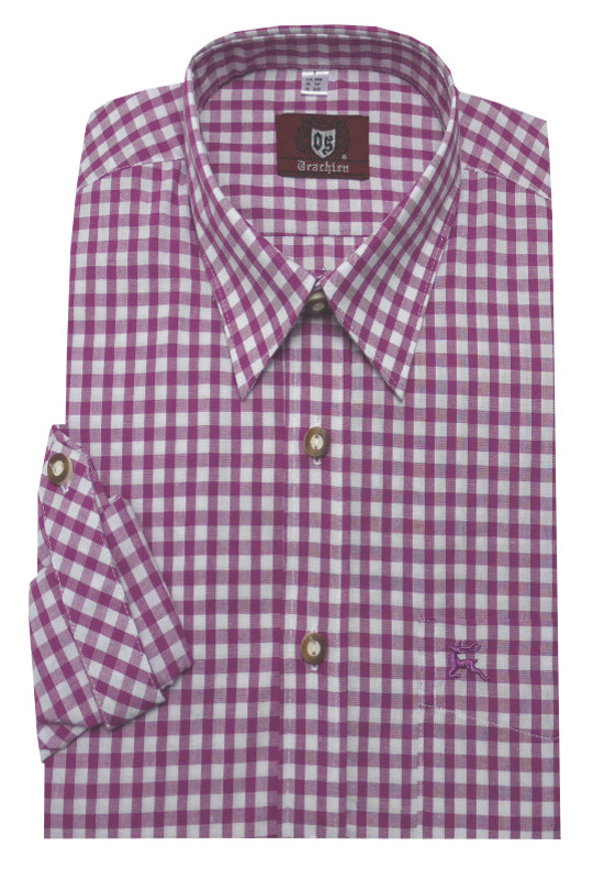 Orbis Trachtenhemd pink rotton kariert Krempelarm OS-0070 Regular Fit
