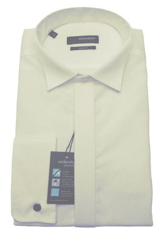 Smokinghemd von Seidensticker Splendesto mit verdeckter Knopfleiste champagner Baumwolle bügelfrei