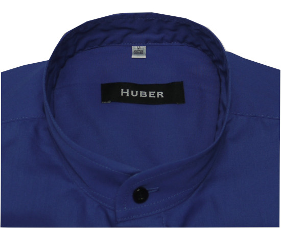 HUBER Stehkragen Hemd royal blau Regular Fit bügelleicht HU-0660 Made in EU
