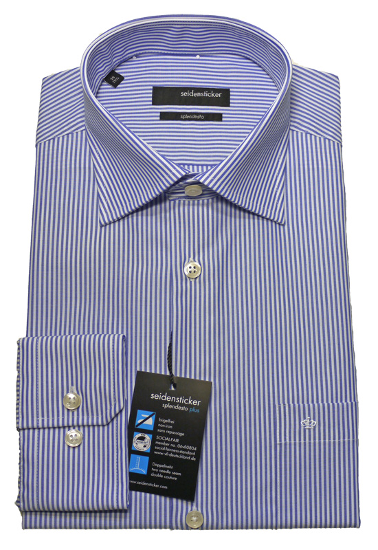 Seidensticker Hemd blau gestreift bügelfrei SP-0051 Modern Fit