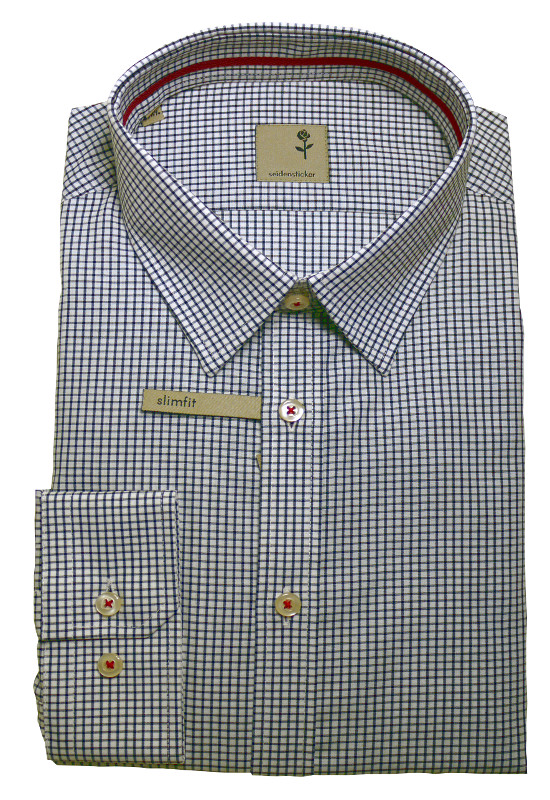 Tailored Fit von Seidensticker Schwarze Rose Karo weiss-schwarz bügelfrei