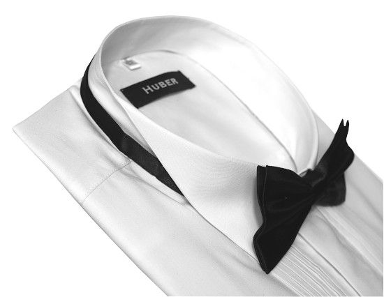 HUBER Smoking Hemd weiß mit Plissee inkl. Fliege u. Mansch.knopf HU-1171 Regular
