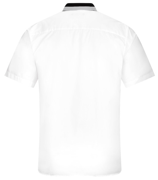 HUBER Kurzarm Hemd weiß mit Kontrast Button-down-Kragen HU-0151 Regular