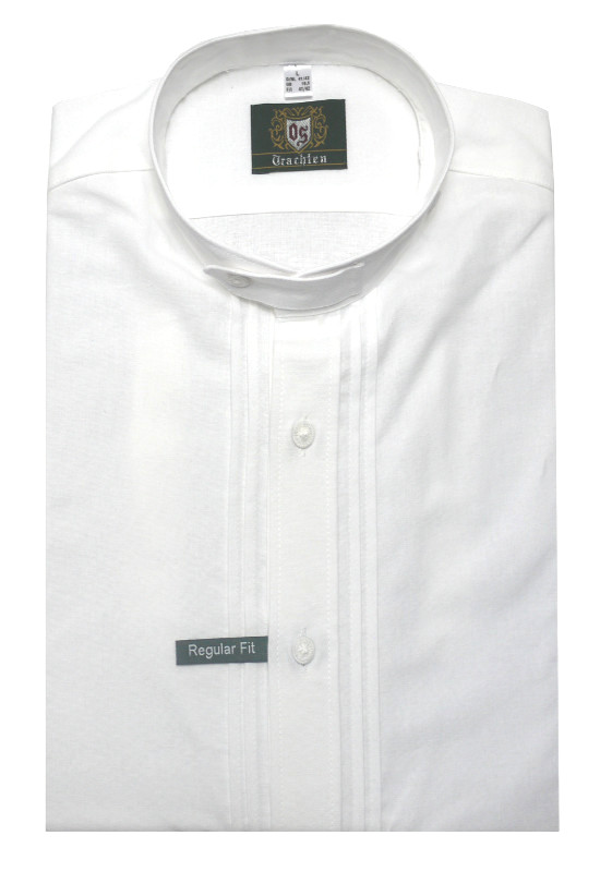 Orbis Stehkragen Trachten Schlupf-Hemd Pfoad weiß OS-0003 Regular Fit