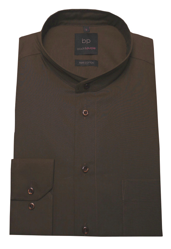 Stehkragen Hemd braun bügelleicht BP-0001 Regular Fit