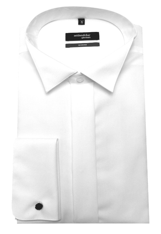 Seidensticker Smoking Hemd weiß Umschlag-Manschette SP-0060 Regular Fit
