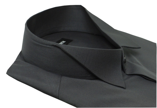 HUBER Smoking Hemd dunkelgrau Kläppchen-Kragen Regular Fit HU-0025