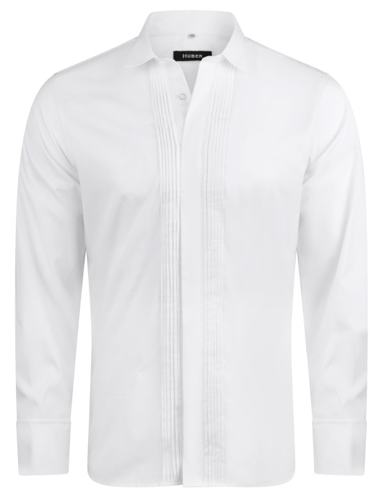 HUBER Smoking Hemd weiß mit Plissee HU-0171 Regular