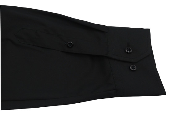 HUBER Stehkragen Hemd schwarz Regular Fit bügelleicht HU-0651