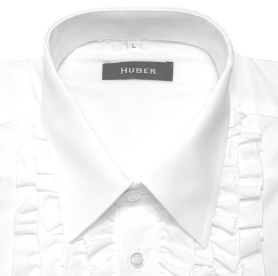 HUBER Rüschen Hemd weiß Qualität Made in EU HU-0091 Comfort Fit