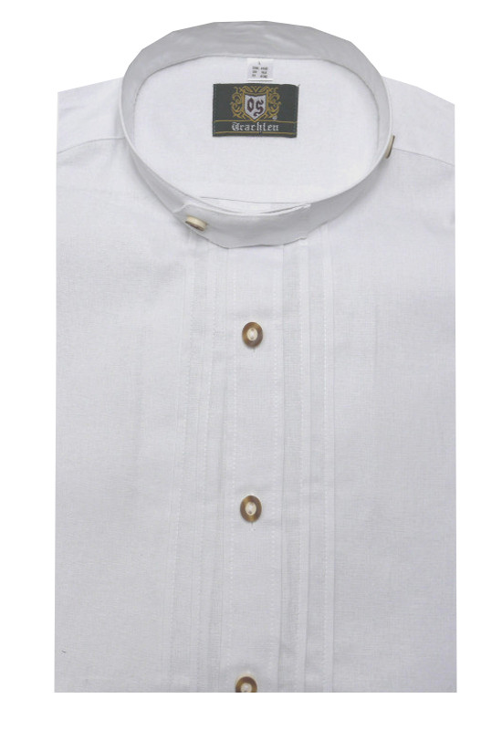 Orbis Trachtenhemd weiß  mit Stehkragen und Biesen TH-0005 Comfort Fit