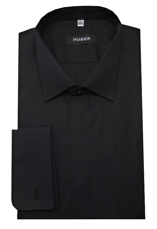 HUBER Smoking Hemd schwarz Slim Fit HU-0352
