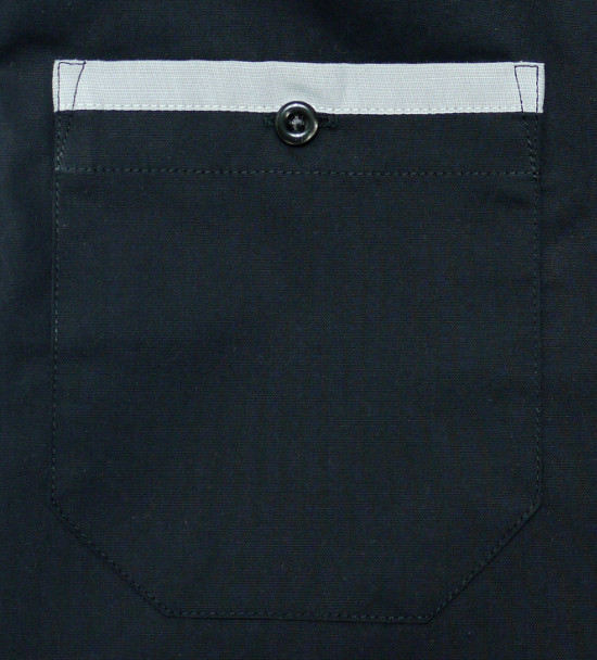 HUBER Kurzarm Hemd schwarz mit Kontrast Button-down-Kragen HU-0152 Regular
