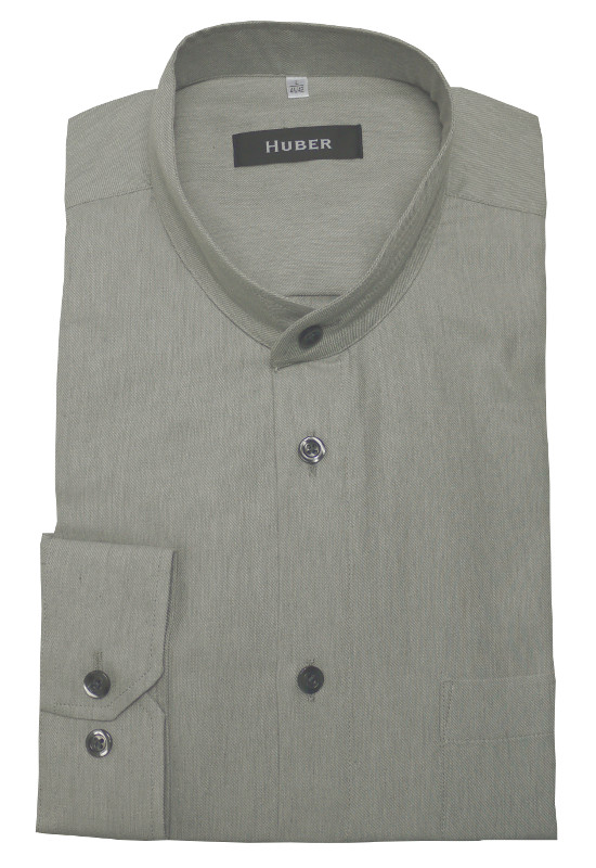 HUBER Stehkragen Hemd grau HU-0404 Regular Fit